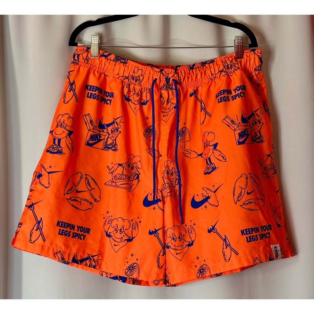 Nike Club Sole Food Keepin Your Legs Spicy 6" Swim Shorts Orange Blue Mens Large